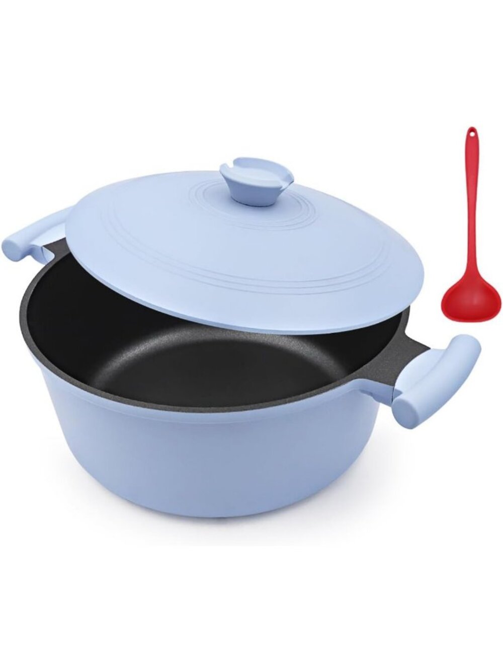 5 Qt Nonstick Dutch Oven with Lid - Lightweight, Durable, Induction Compatible